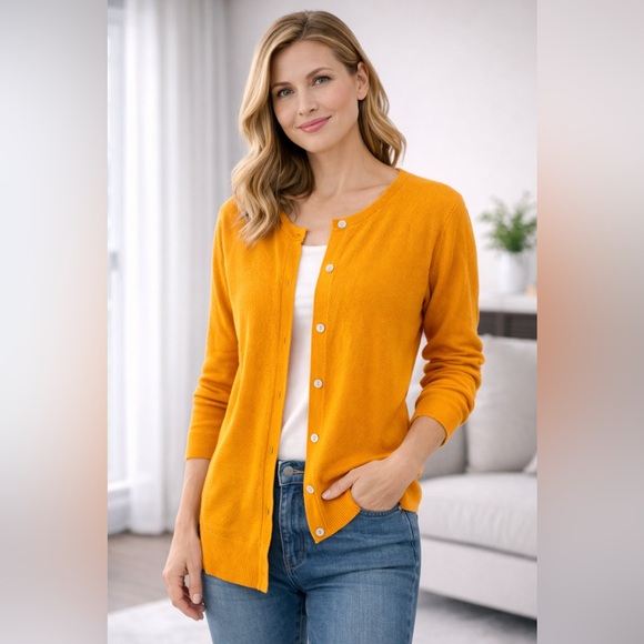 a new day Sweaters - A New Day Mustard Yellow Button-Front Knit Cardigan – Size L
